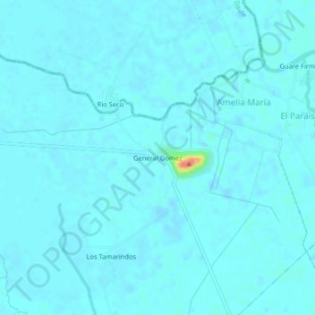 Mappa topografica General Gomez, altitudine, rilievo