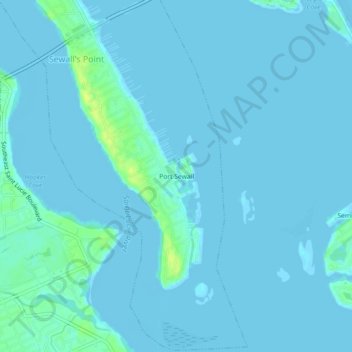 Mappa topografica Port Sewall, altitudine, rilievo