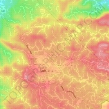 Mappa topografica San Jose, altitudine, rilievo