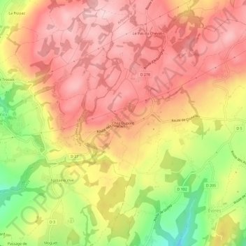 Mappa topografica Chez Dupont, altitudine, rilievo
