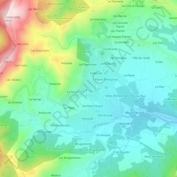 Mappa topografica Quartier-Neuf, altitudine, rilievo