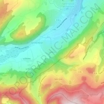 Mappa topografica La Mérie, altitudine, rilievo