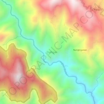 Mappa topografica Dalligan, altitudine, rilievo