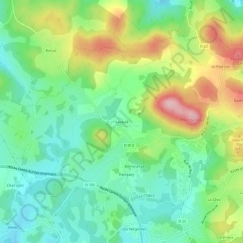 Mappa topografica Lavaud, altitudine, rilievo