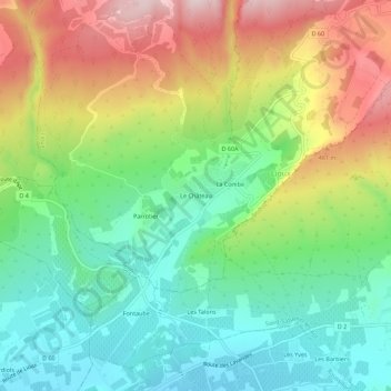 Mappa topografica Le Château, altitudine, rilievo