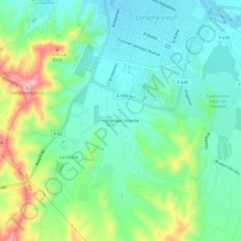 Mappa topografica Hacienda Limache, altitudine, rilievo