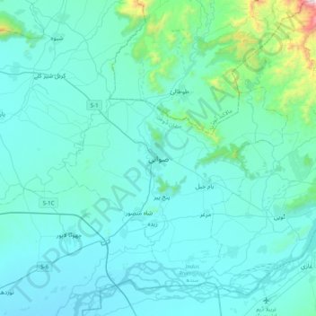 Mappa topografica Swabi, altitudine, rilievo