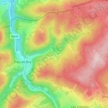 Mappa topografica Derrière les Thiers, altitudine, rilievo