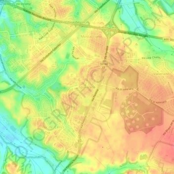Mappa topografica Spinaceto, altitudine, rilievo