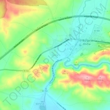 Mappa topografica Osma, altitudine, rilievo