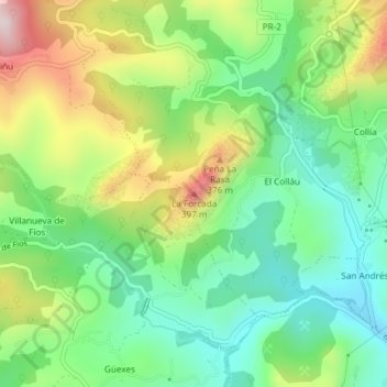 Mappa topografica La Forcada, altitudine, rilievo