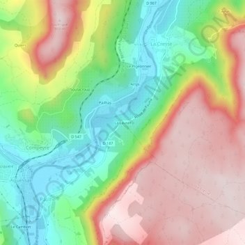 Mappa topografica La Lauset, altitudine, rilievo