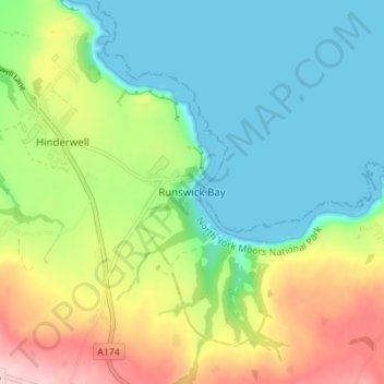 Mappa topografica Runswick Bay, altitudine, rilievo
