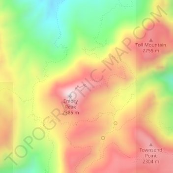 Mappa topografica Chisos Mountains, altitudine, rilievo