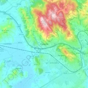 Mappa topografica Chiugiana, altitudine, rilievo