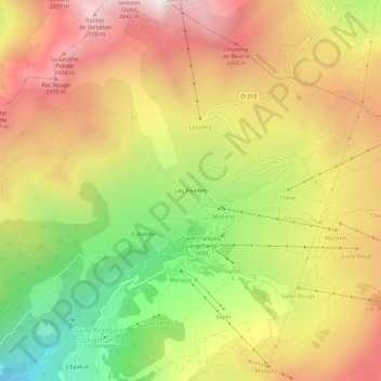 Mappa topografica Les Perelles, altitudine, rilievo