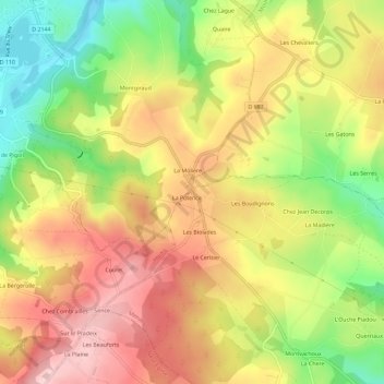 Mappa topografica La Boule, altitudine, rilievo