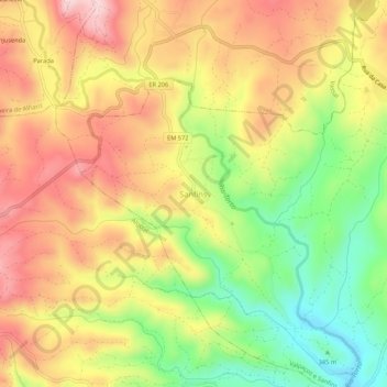 Mappa topografica Sanfins, altitudine, rilievo