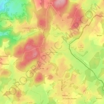Mappa topografica Les Chaussades, altitudine, rilievo