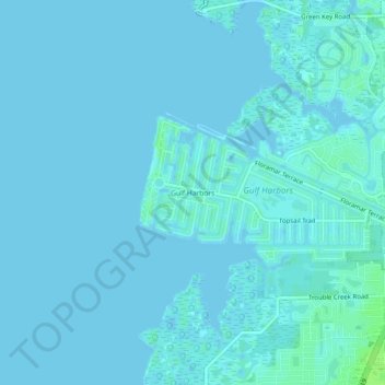 Mappa topografica Gulf Harbors, altitudine, rilievo