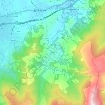 Mappa topografica Llanos, altitudine, rilievo