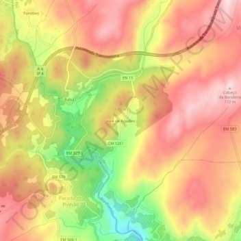 Mappa topografica Vale de Agodim, altitudine, rilievo