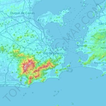 Mappa topografica Rio de Janeiro, altitudine, rilievo