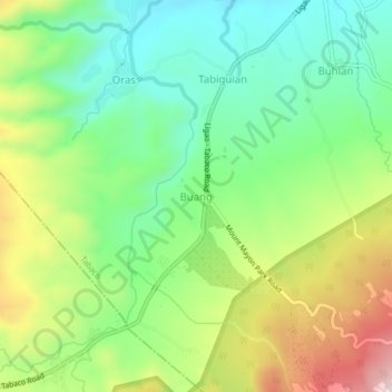 Mappa topografica Buang, altitudine, rilievo