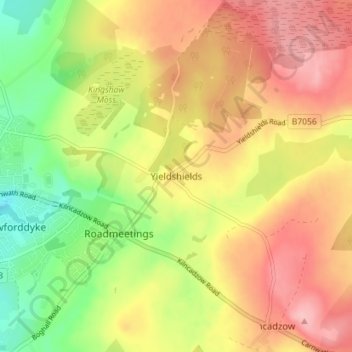 Mappa topografica Yieldshields, altitudine, rilievo