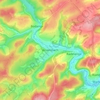 Mappa topografica Wisembach, altitudine, rilievo
