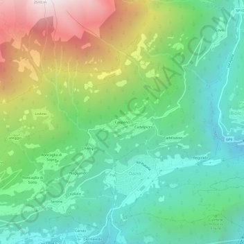 Mappa topografica Caspano, altitudine, rilievo