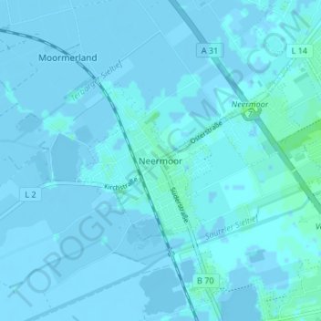 Mappa topografica Neermoor, altitudine, rilievo