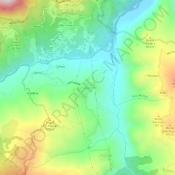 Mappa topografica Cinquecerri, altitudine, rilievo