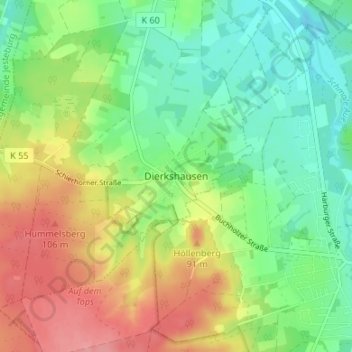 Mappa topografica Dierkshausen, altitudine, rilievo