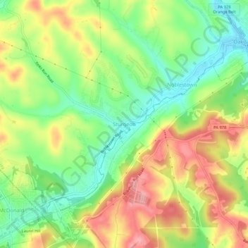 Mappa topografica Sturgeon, altitudine, rilievo