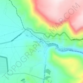 Mappa topografica Agua de Castilla, altitudine, rilievo