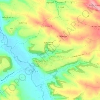 Mappa topografica A Saint-Pé, altitudine, rilievo