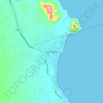 Mappa topografica San Felipe, altitudine, rilievo