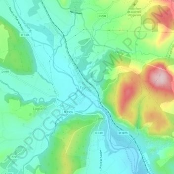 Mappa topografica Eyguians, altitudine, rilievo