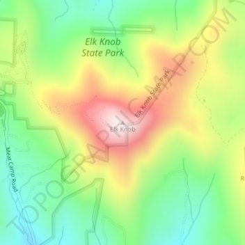 Mappa topografica Elk Knob, altitudine, rilievo