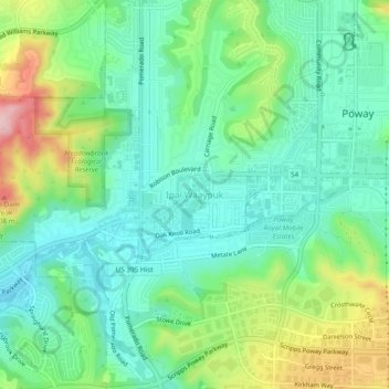 Mappa topografica Ipai Waaypuk, altitudine, rilievo
