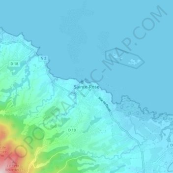 Mappa topografica Sainte-Rose, altitudine, rilievo