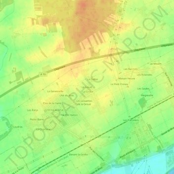 Mappa topografica Le Gouet, altitudine, rilievo