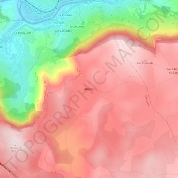 Mappa topografica Brunas, altitudine, rilievo