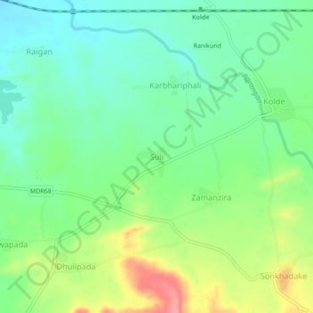 Mappa topografica Suli, altitudine, rilievo