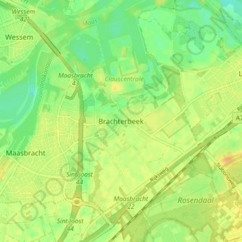 Mappa topografica Brachterbeek, altitudine, rilievo