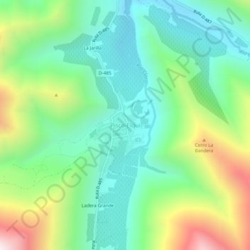 Mappa topografica Pisco Elqui, altitudine, rilievo