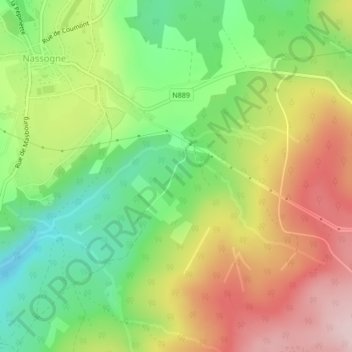 Mappa topografica Flamande, altitudine, rilievo