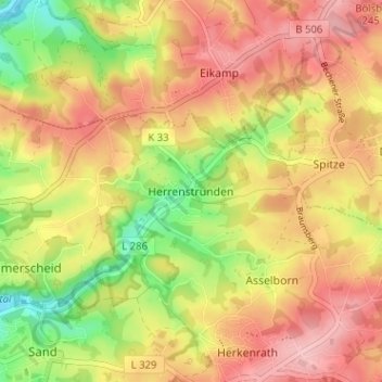 Mappa topografica Herrenstrunden, altitudine, rilievo
