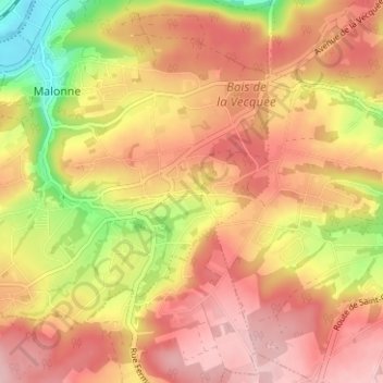 Mappa topografica Haute-Fontaine, altitudine, rilievo